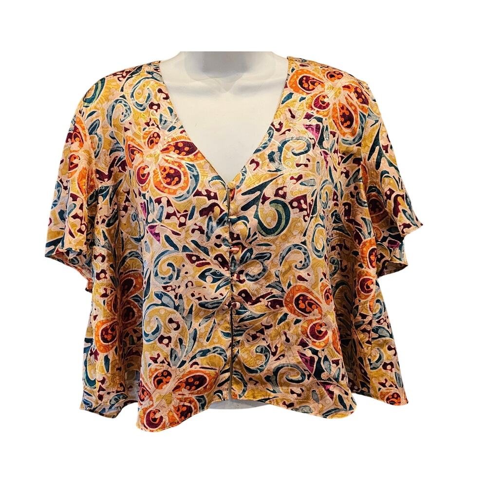 Victorias Secret gold label vintage shiny satin sz M button up babydoll shortie^